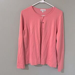 TravelSmith women's long sleeve silk blend cardigan in salmon color size medium